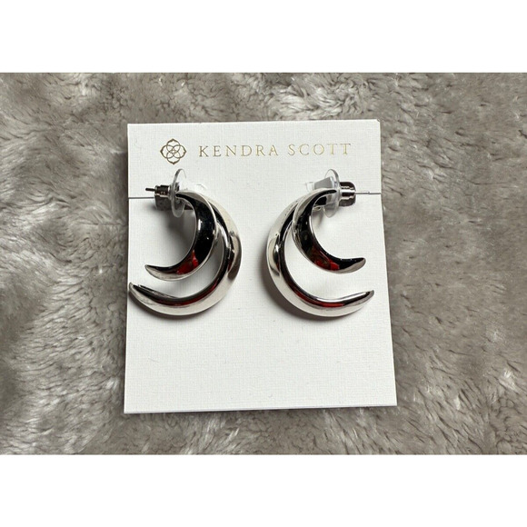 Kendra Scott Liana Double Hoop Rhodium Plated Silver Earrings - Picture 1 of 3